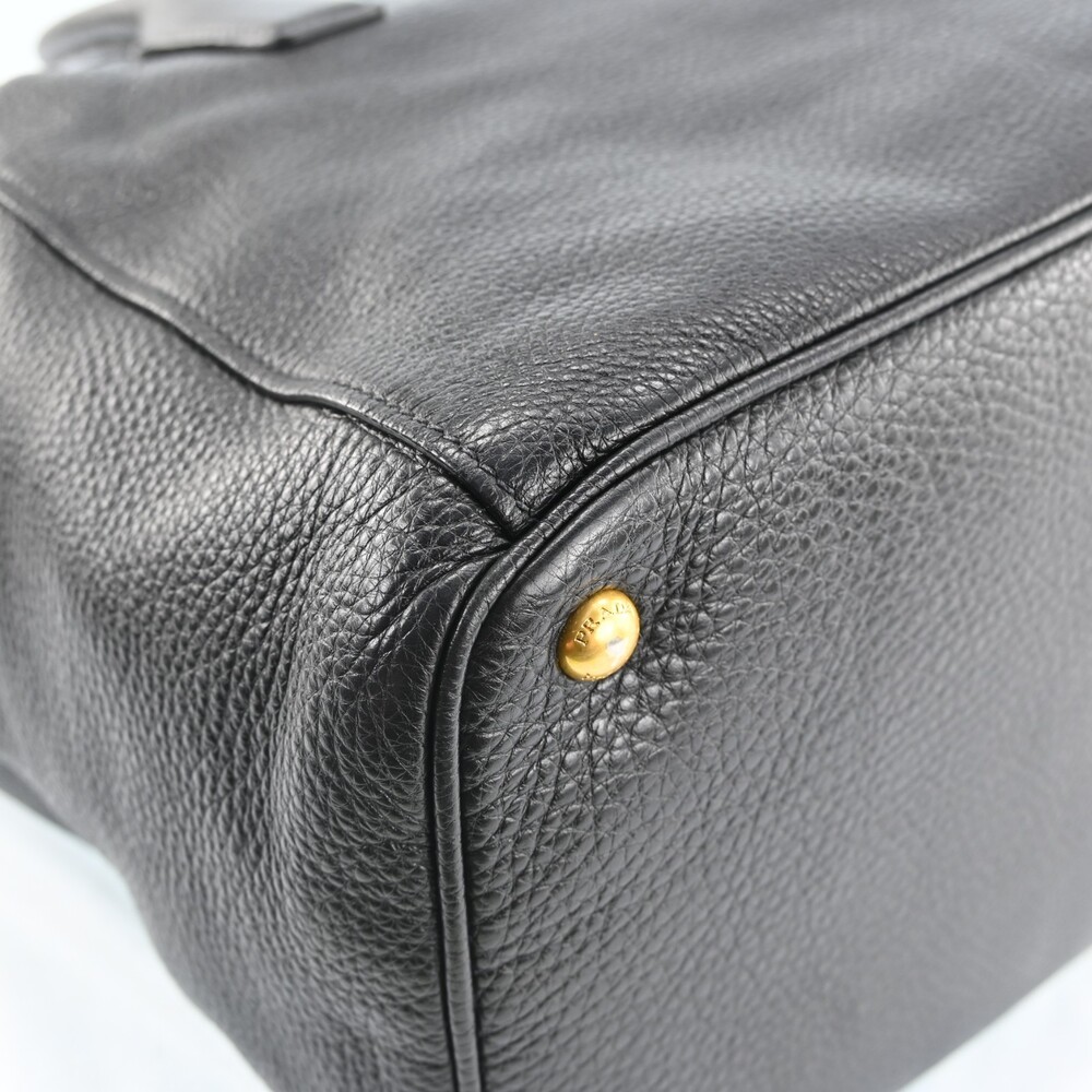 Auth Prada Logos Leather Hand Bag Black #259303P53B - Picture 8 of 15